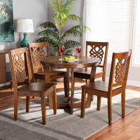 Baxton Studio Salida-Walnut-5PC Dining Set Baxton Studio Salida Modern and Contemporary Transitional Walnut Brown Finished Wood